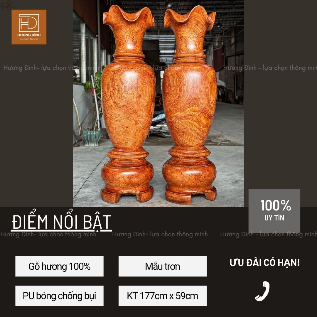 Lục bình gỗ hương KT 177x59 LB376-3