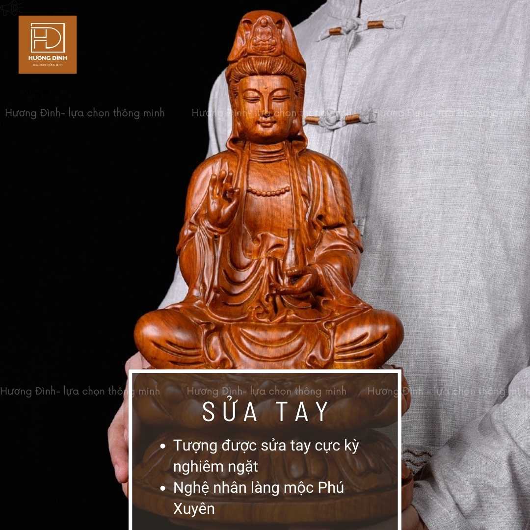 Phật Quan Âm Tọa Đài Sen TQA272 6 Mẫu tượng Quan Âm tọa đài sen được sửa tay bởi nghệ nhân có tay nghề tốt