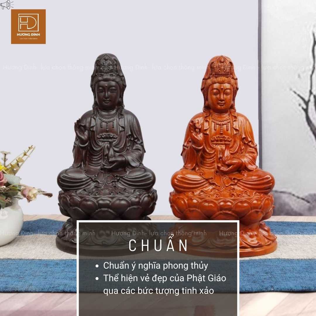 Phật Quan Âm Tọa Đài Sen TQA272 7 Tượng Quan Âm Tọa Đài Sen chuẩn ý nghĩa phong thủy, mang tới điều tươi mới cho tâm hồn