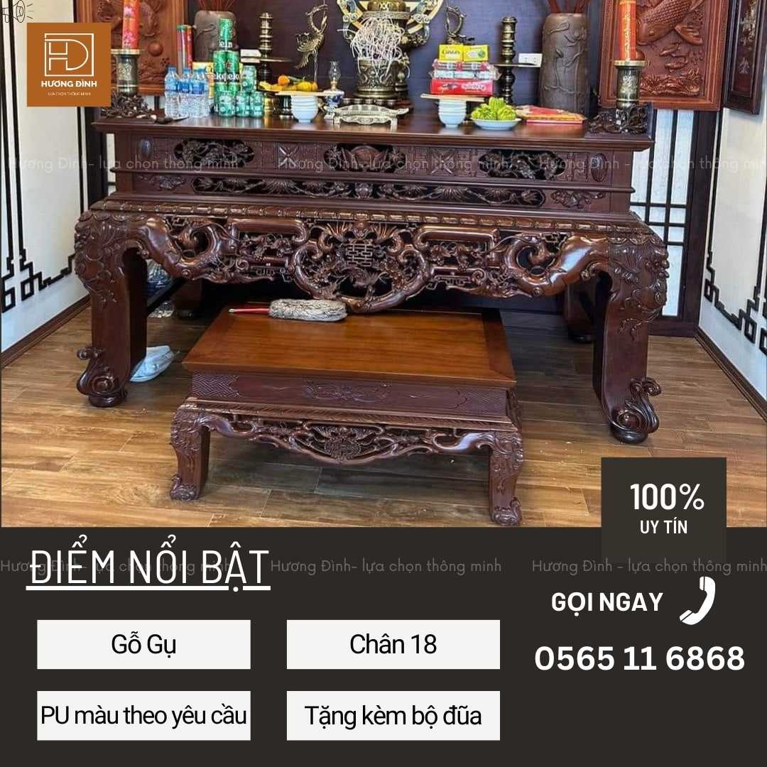 Sập thờ gỗ gụ chân 18