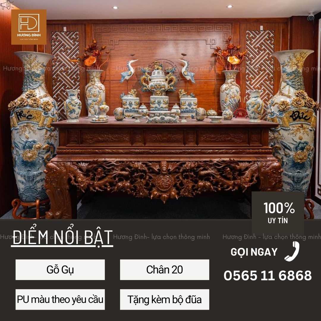 Sập thờ gỗ gụ chân 20 Sập thờ gỗ gụ chân 20