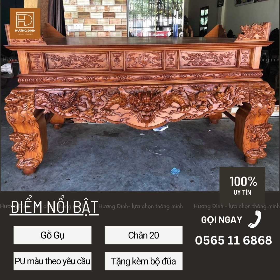 Sập thờ gỗ gụ chân 20