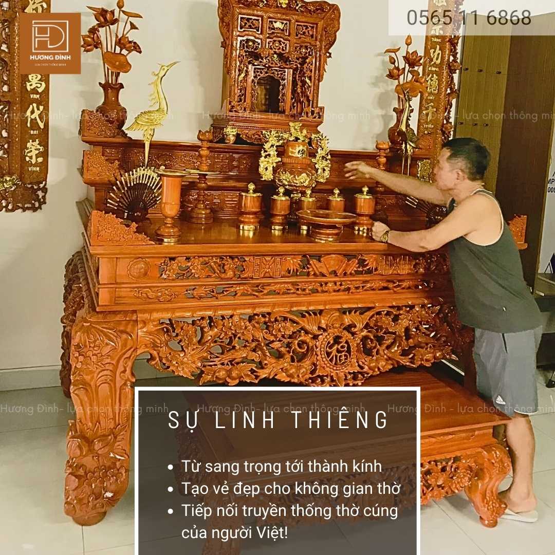 Sập thờ gỗ mít chân 22 ST0008 (5) Sập thờ gỗ mít chân 22 tạo nên sự linh thiêng và sang trọng cho không gian phòng thờ