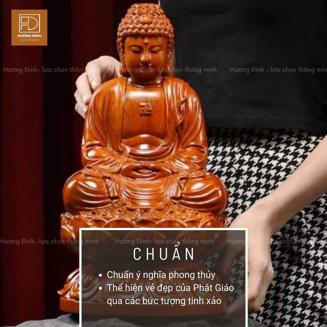 Tượng Phật A Di Đà Bằng Gỗ 9 Tượng Phật A Di Đà bằng gỗ, chuẩn phong thủy, thể hiện lòng thành tâm hướng Phật