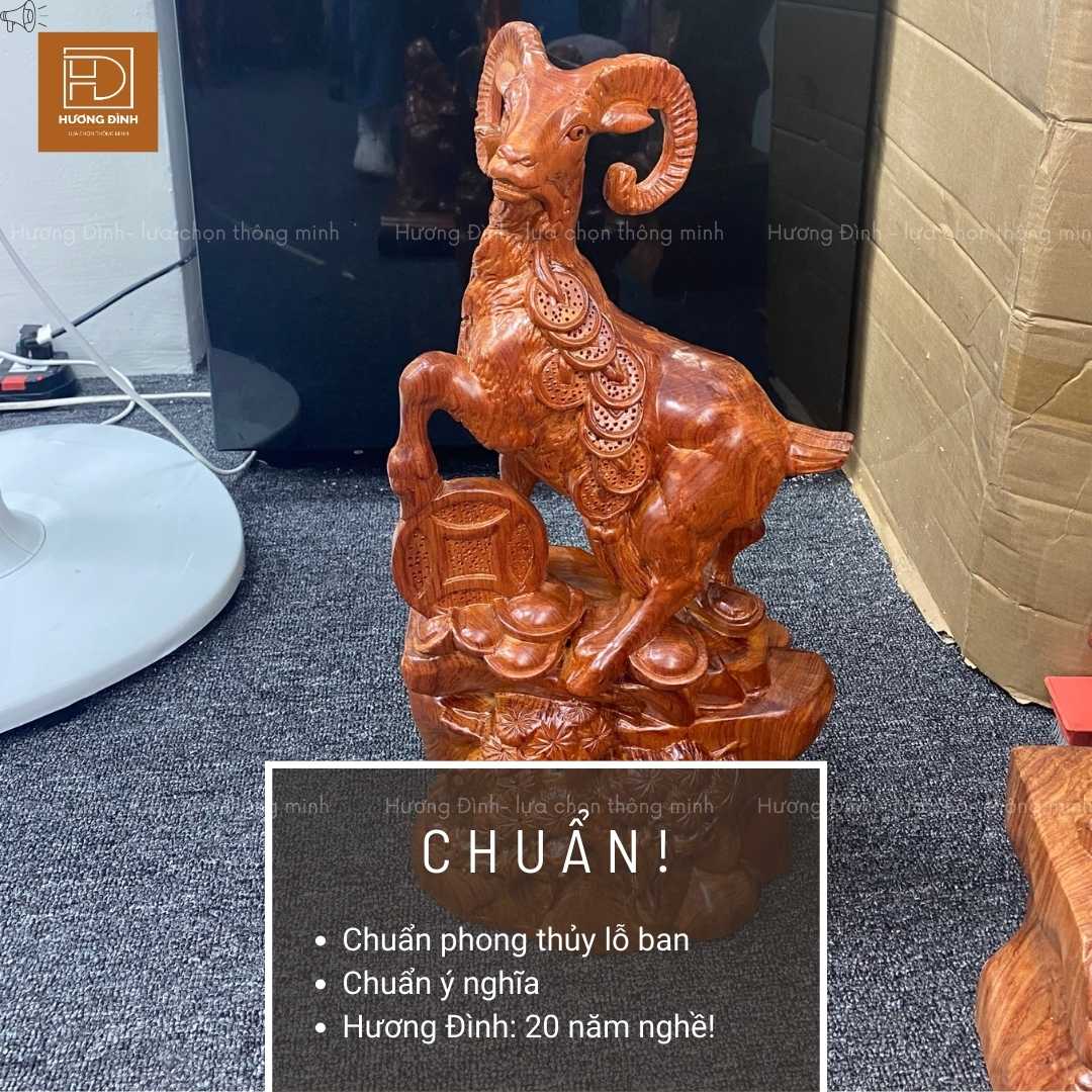 Tượng dê TD292 (4) Mẫu tượng dê bằng gỗ chuẩn, mang tài lộc cho gia đình