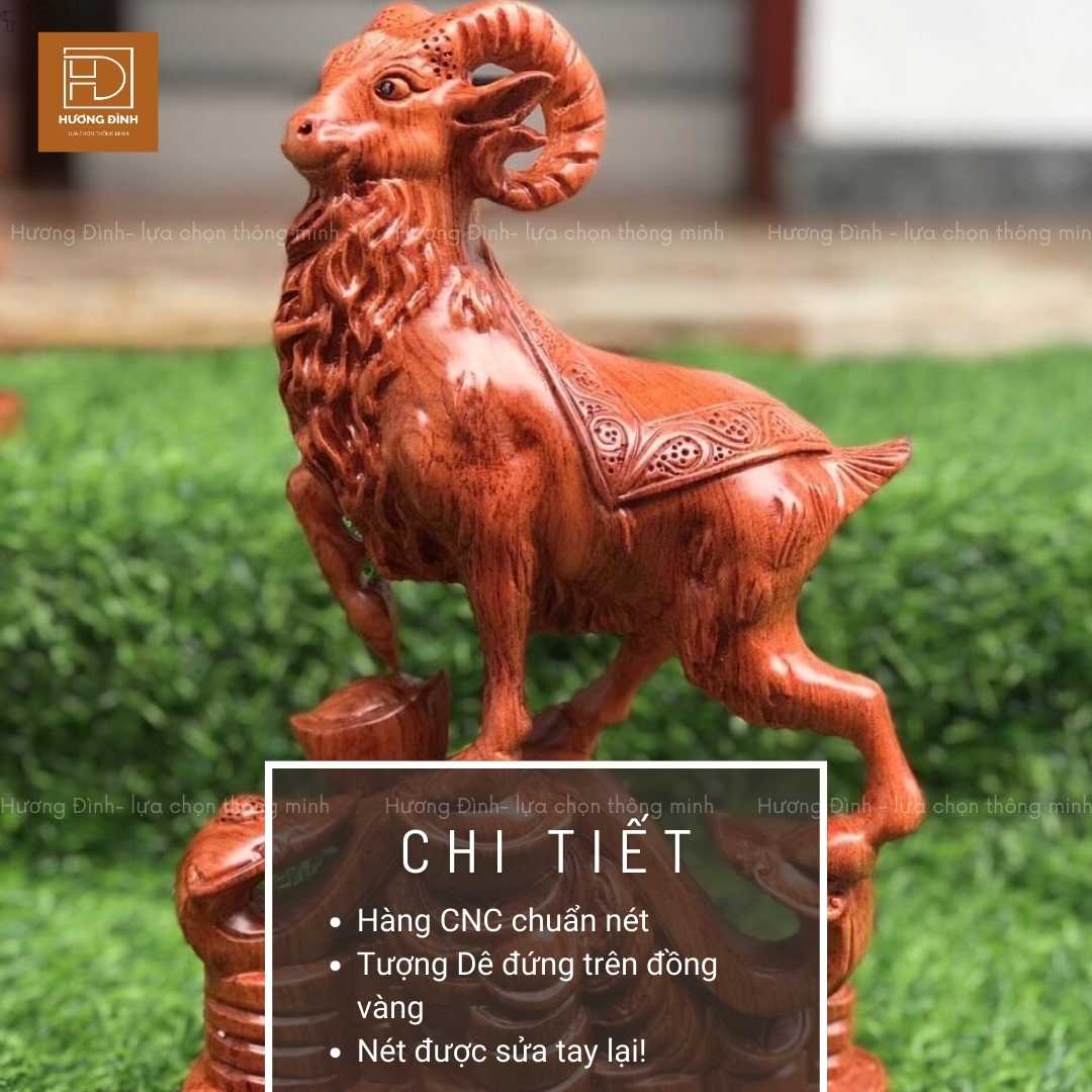 Tượng dê gỗ hương TD292-1 (4) Tượng dê gỗ hương được làm hoàn chỉnh các chi tiết