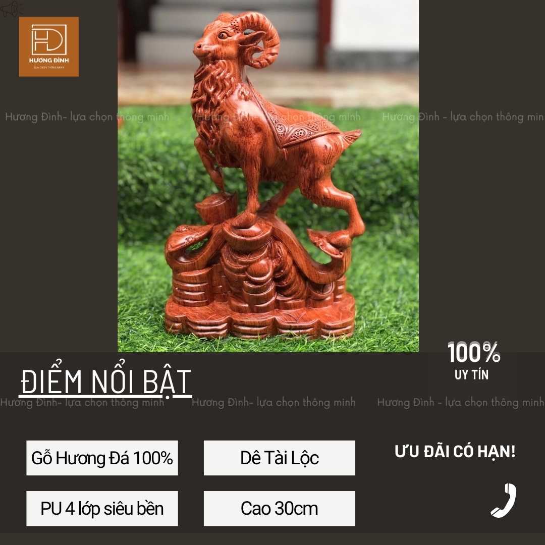 Tượng dê gỗ hương TD292-1 Tượng dê gỗ hương TD292-1